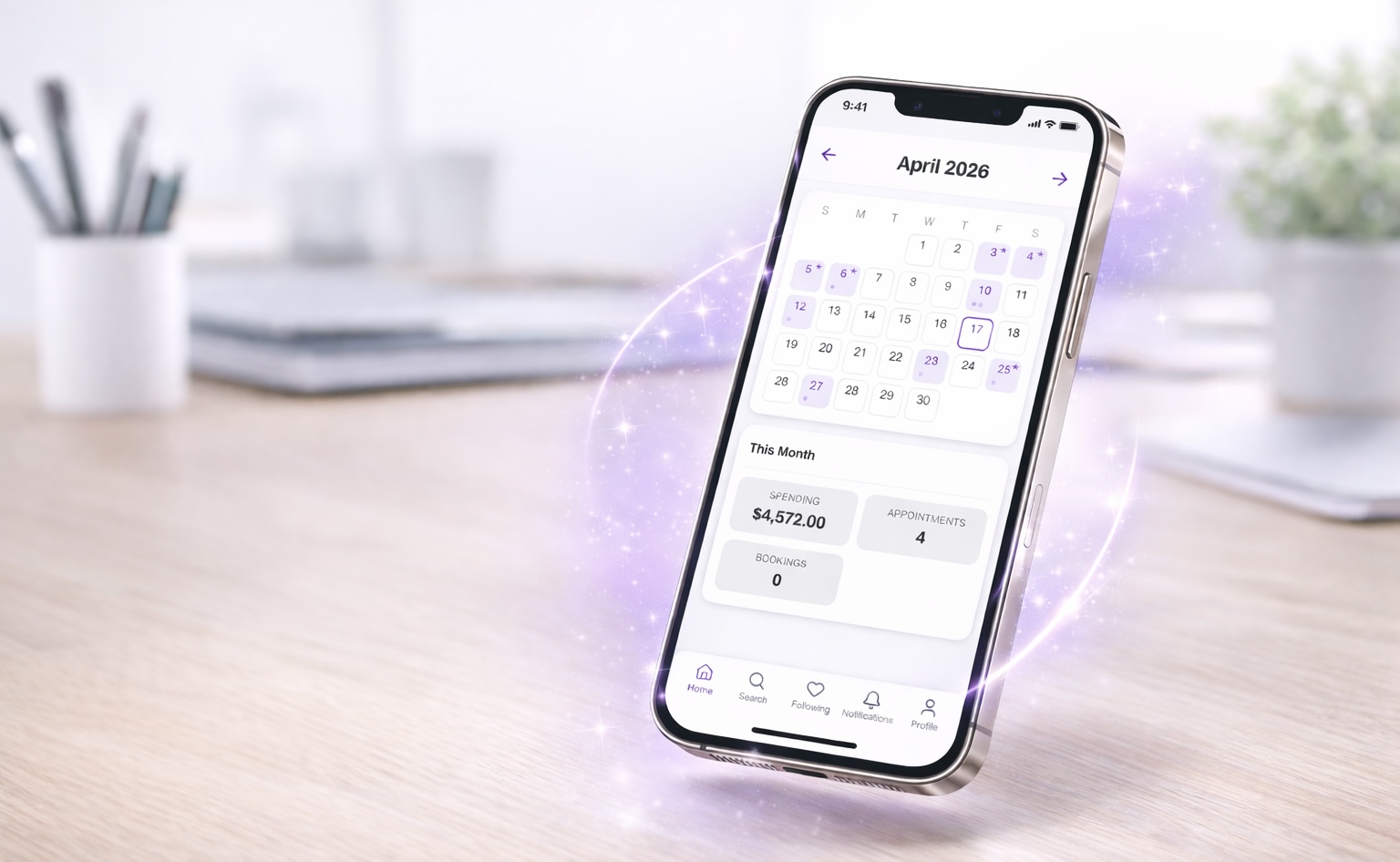 AMBTN app showing the calendar view on an iPhone